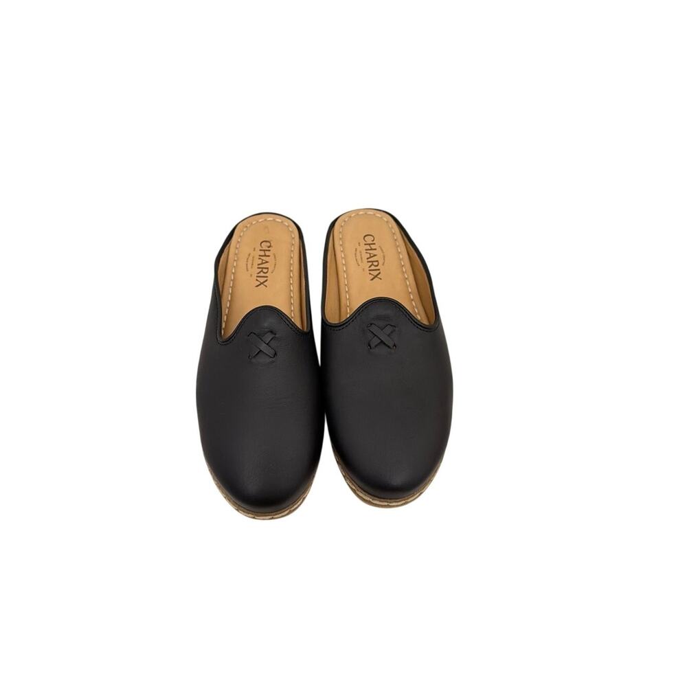 NWOT Charix Shoes Black Slip On Backless Leather Mules Women's Size 6.5 - Picture 2 of 5